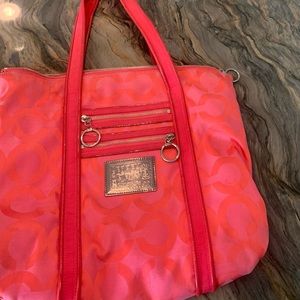 Coach Poppy Op Art Tote Bag - Pink Coach Bag K0949-13826. Pre-Owned.